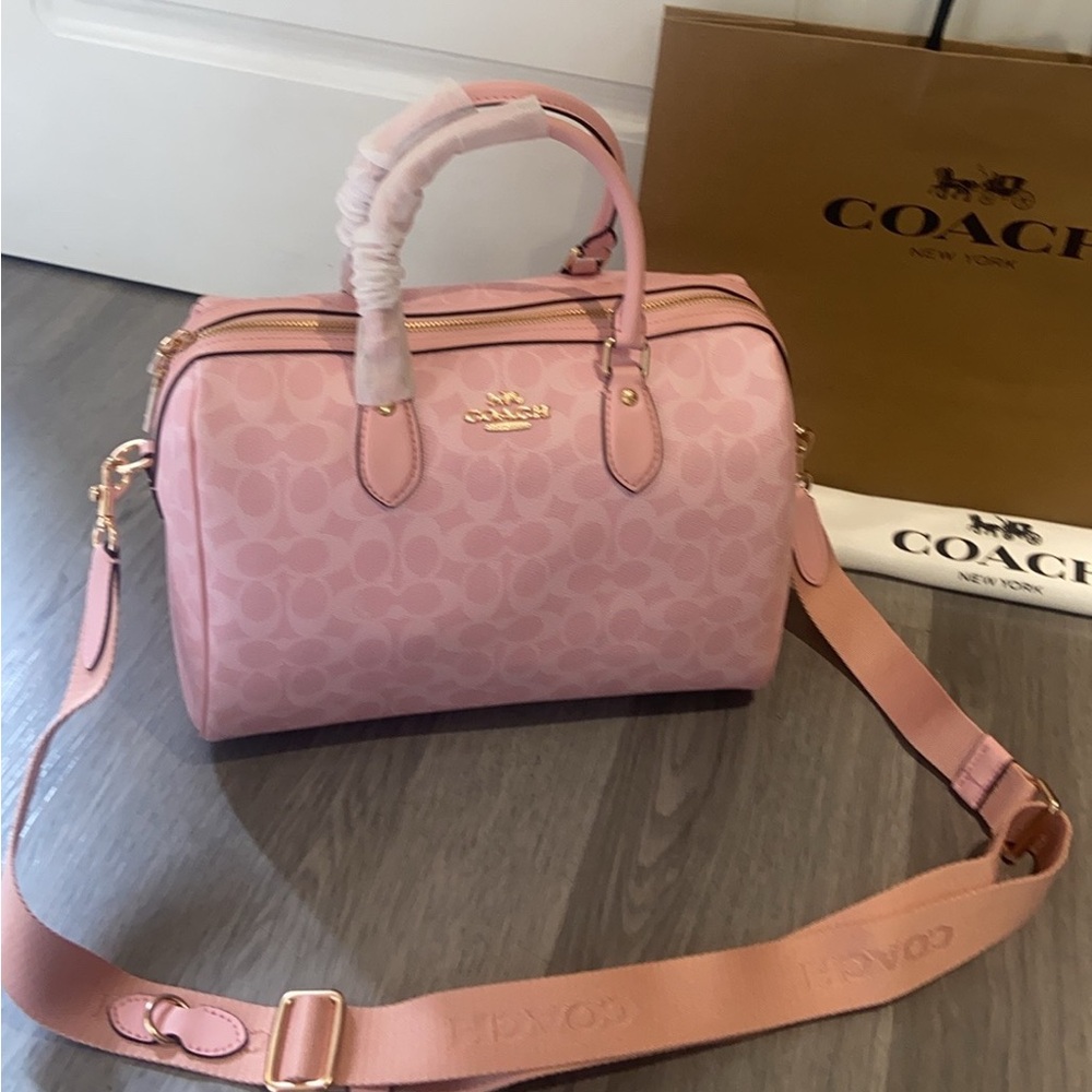 🍃Coach Medium Rowan Satchel - Powder Pink Charms 10" - Picture 4 of 9